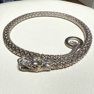 Extremely Rare John Hardy Naga Dragon Dot Circle Necklace Silver & 18K Gold 20”